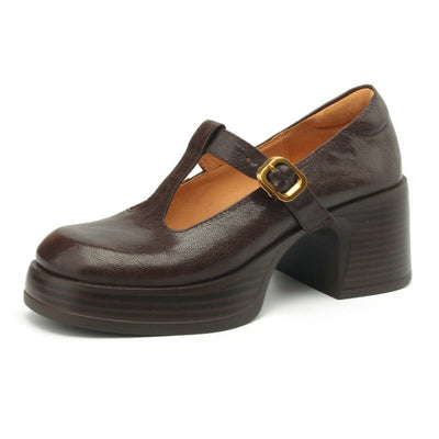 Delyse™ | Retro Platform Buckle Shoes