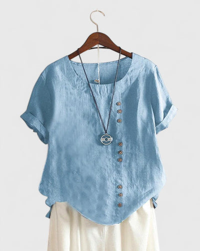 Elowen™ | Asymmetric Button Blouse
