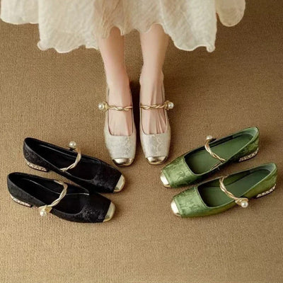 Clarinda™ | Pearl Accent Brocade Flats