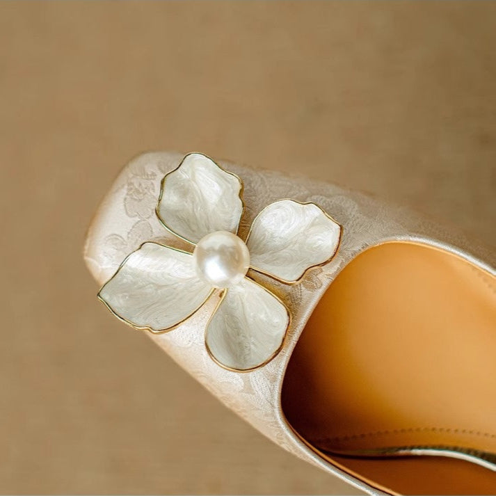 Dionne™ | Pearl Floral Strap Heels