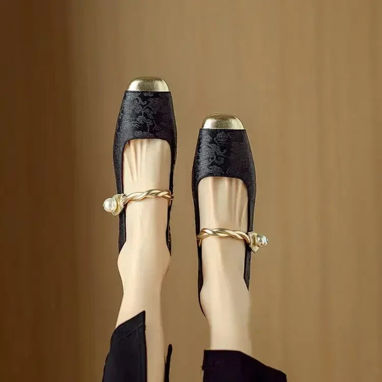 Clarinda™ | Pearl Accent Brocade Flats