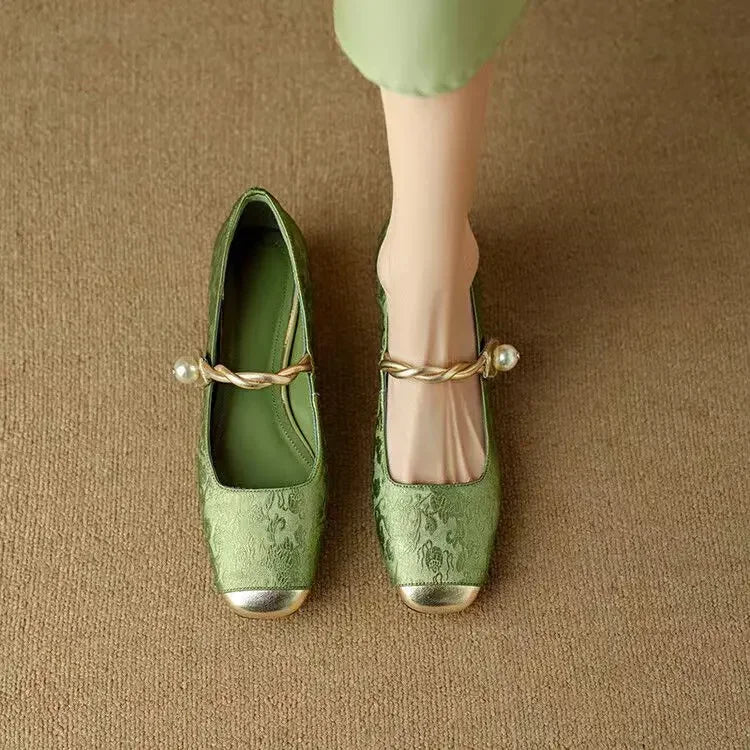 Clarinda™ | Pearl Accent Brocade Flats