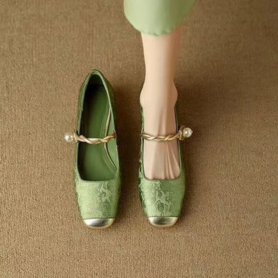 Clarinda™ | Pearl Accent Brocade Flats