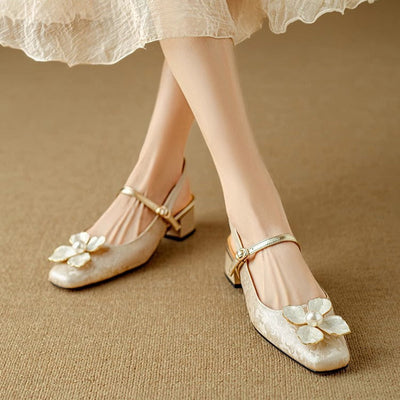 Dionne™ | Pearl Floral Strap Heels