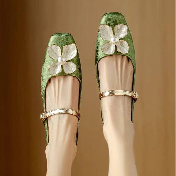 Dionne™ | Pearl Floral Strap Heels