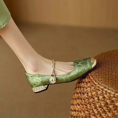 Clarinda™ | Pearl Accent Brocade Flats