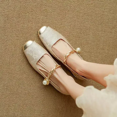 Clarinda™ | Pearl Accent Brocade Flats