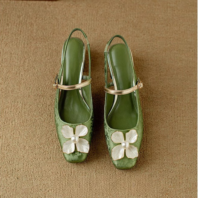 Dionne™ | Pearl Floral Strap Heels