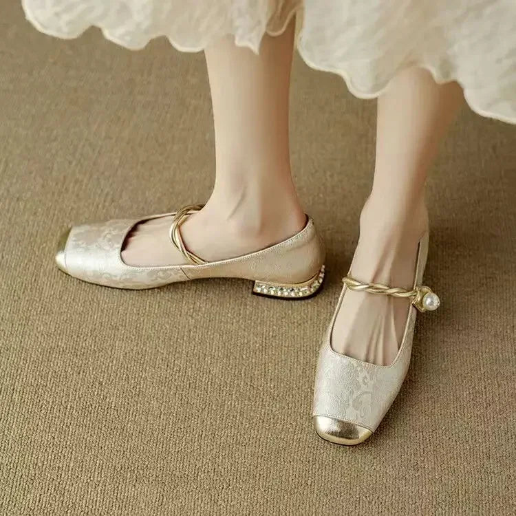 Clarinda™ | Pearl Accent Brocade Flats