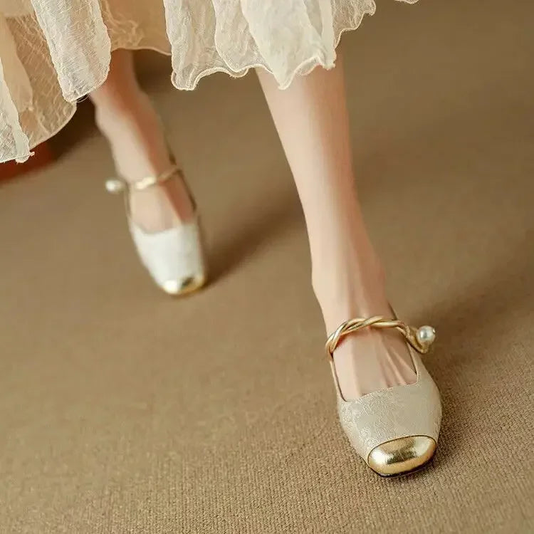 Clarinda™ | Pearl Accent Brocade Flats