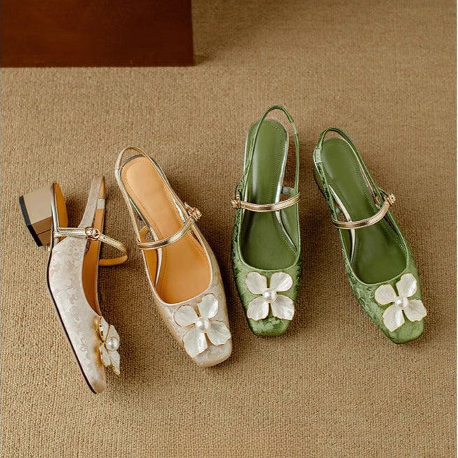 Dionne™ | Pearl Floral Strap Heels