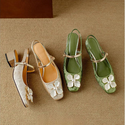 Dionne™ | Pearl Floral Strap Heels