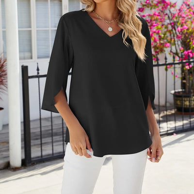 Eveliora™ | Ruffled V-Neck Blouse