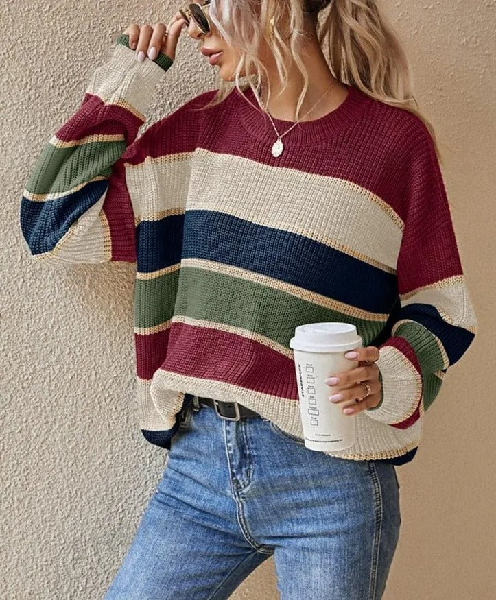 Clarinda™ | Casual Striped Crewneck Sweater
