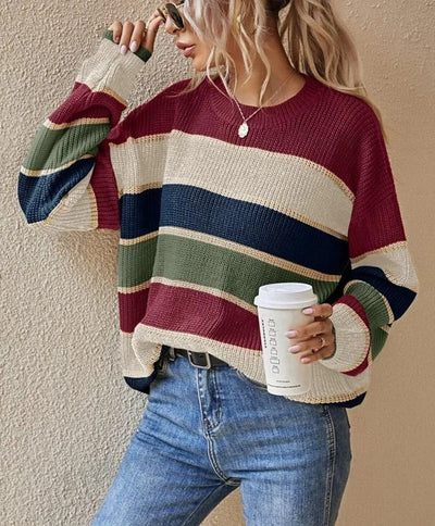 Clarinda™ | Casual Striped Crewneck Sweater