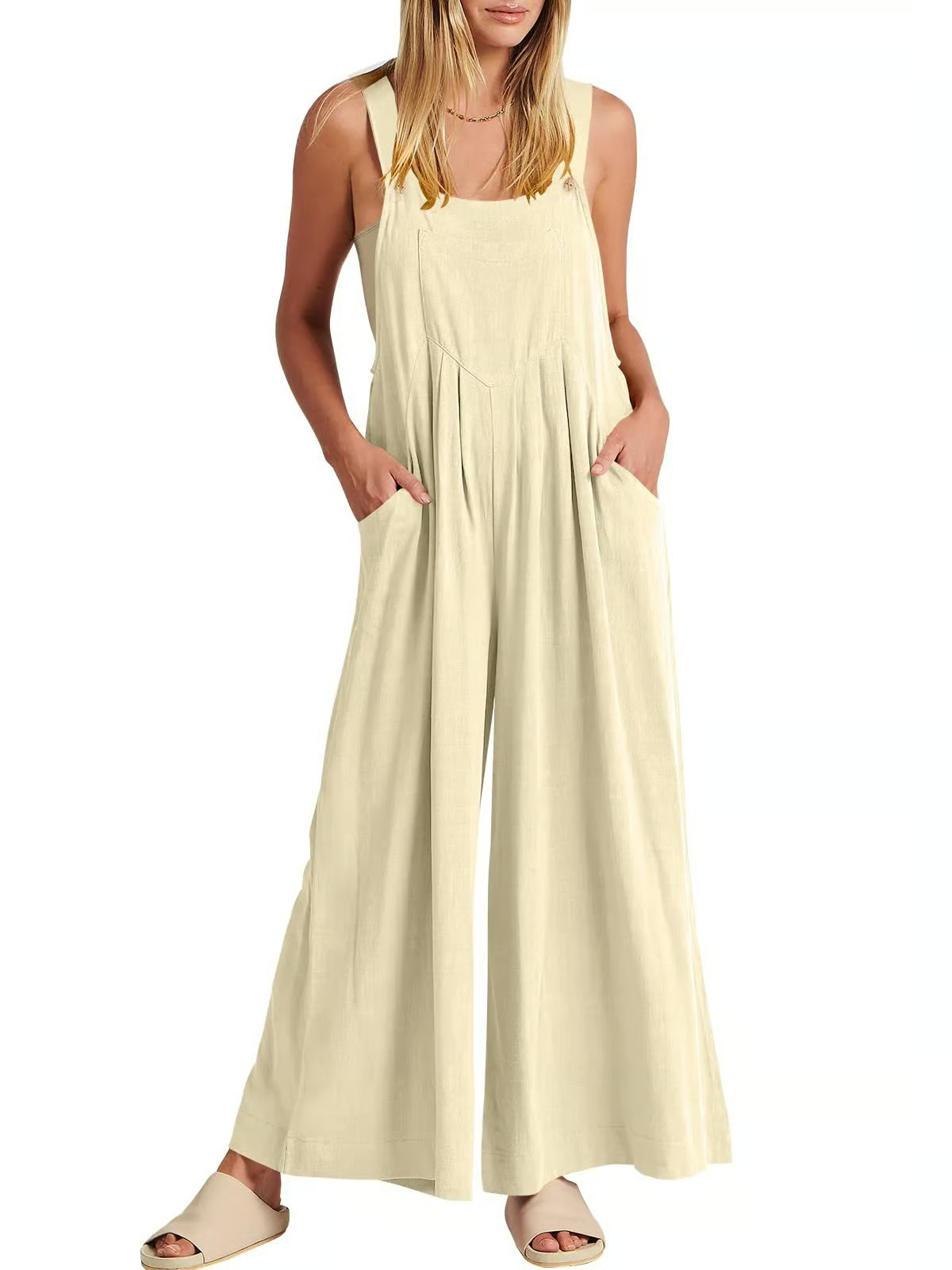 Evalise™ | Wide-Leg Sleeveless Relaxed Jumpsuit