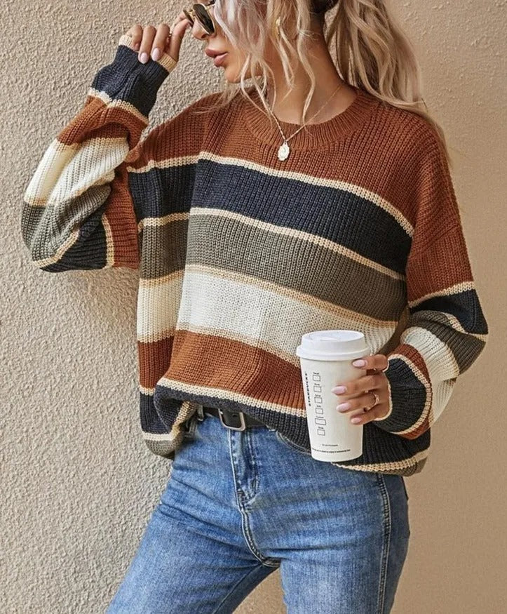 Clarinda™ | Casual Striped Crewneck Sweater