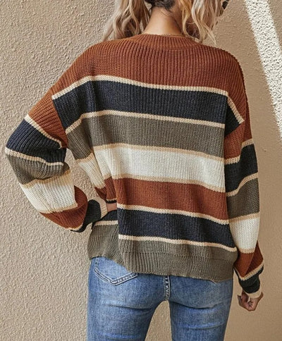 Clarinda™ | Casual Striped Crewneck Sweater