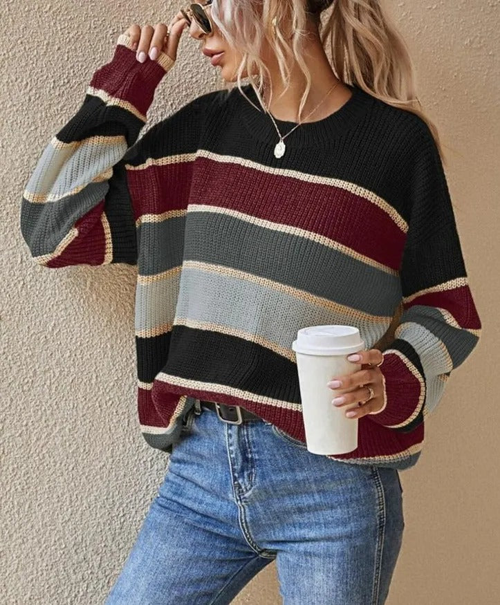 Clarinda™ | Casual Striped Crewneck Sweater