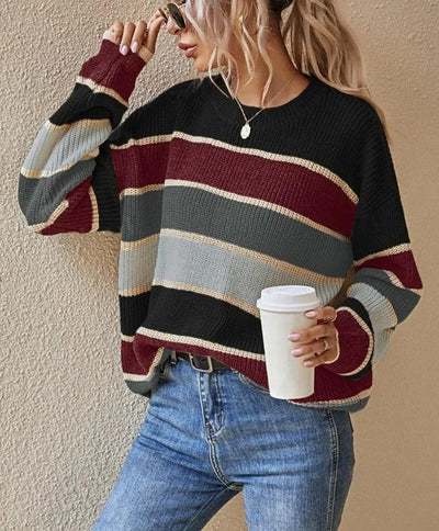 Clarinda™ | Casual Striped Crewneck Sweater
