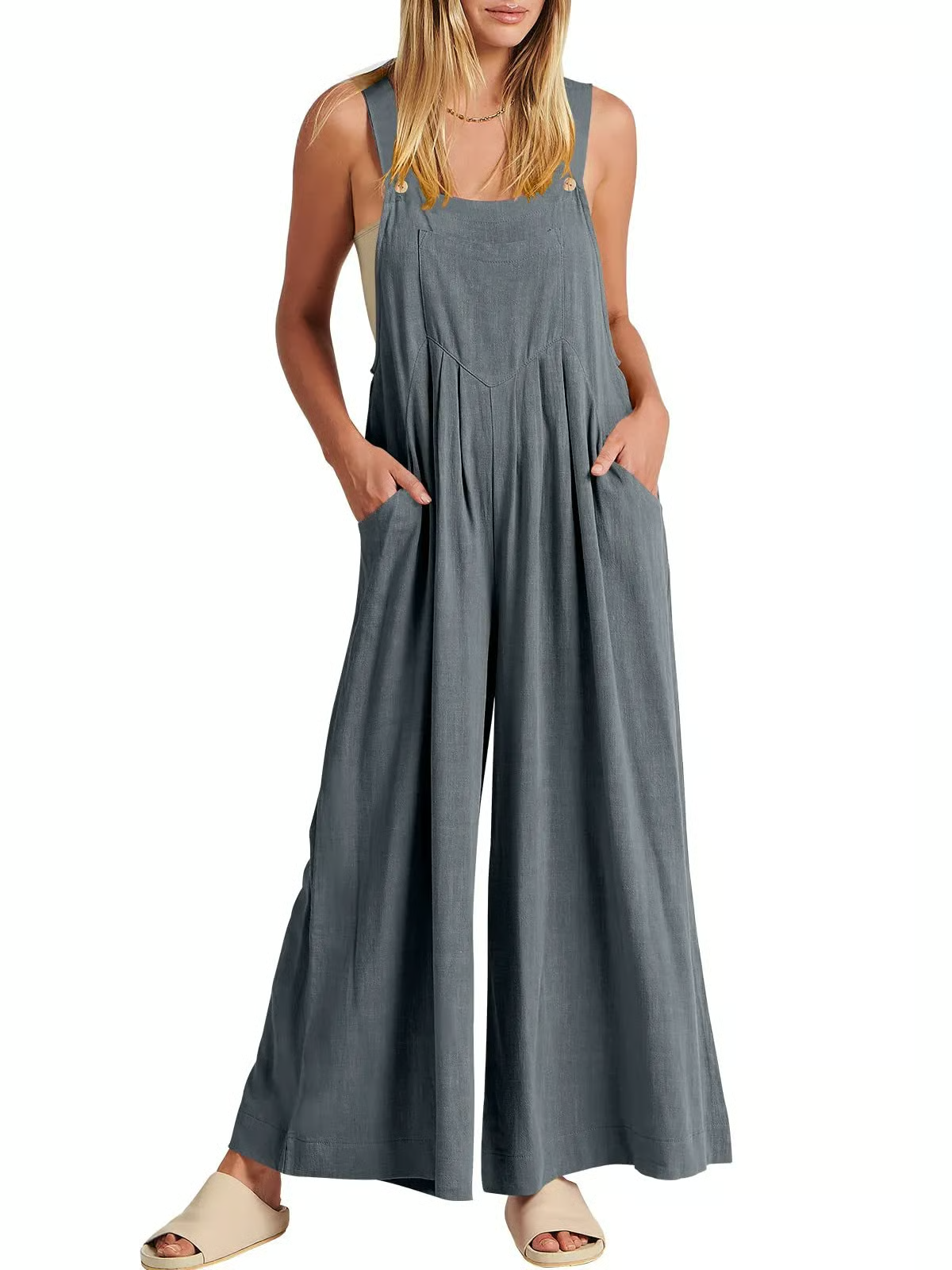 Evalise™ | Wide-Leg Sleeveless Relaxed Jumpsuit