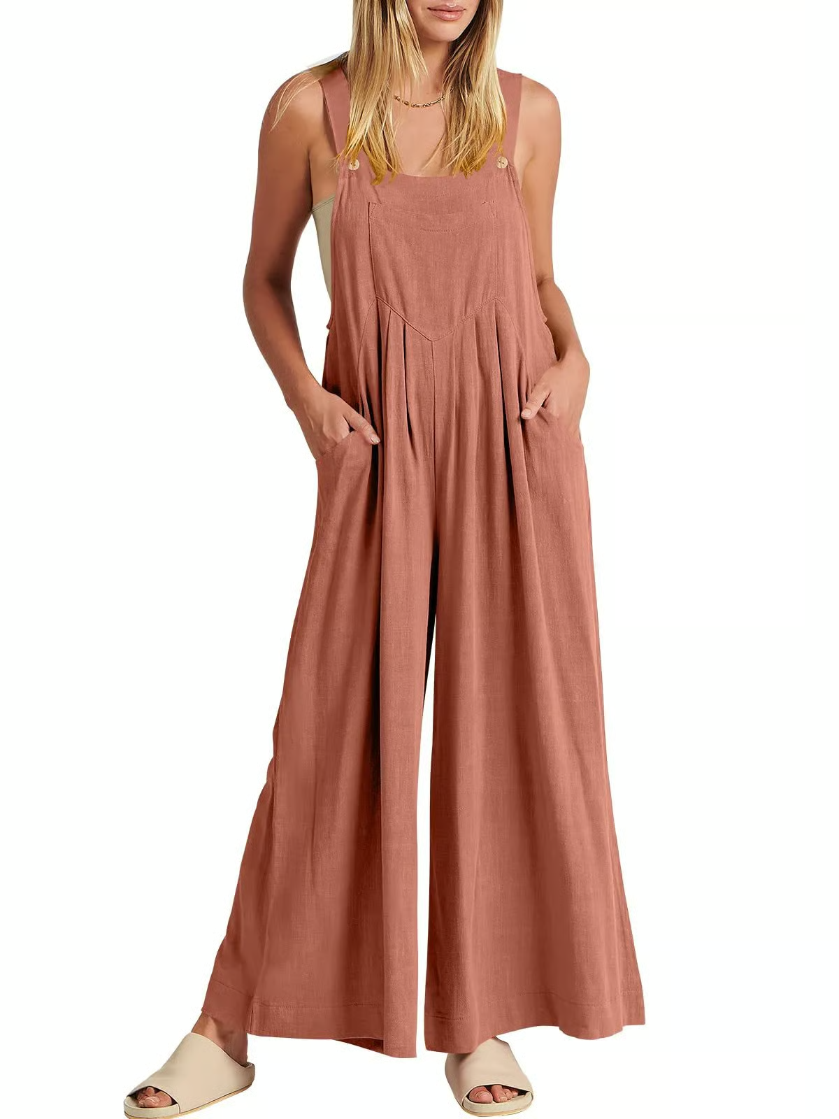 Evalise™ | Wide-Leg Sleeveless Relaxed Jumpsuit