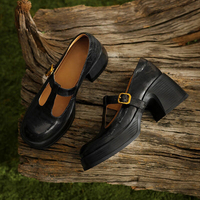 Delyse™ | Retro Platform Buckle Shoes