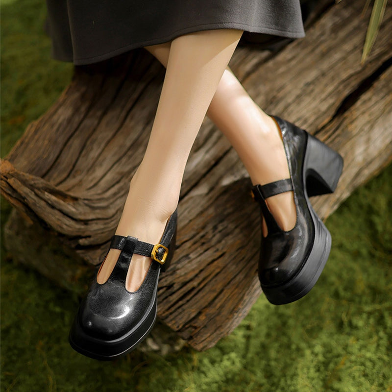 Delyse™ | Retro Platform Buckle Shoes