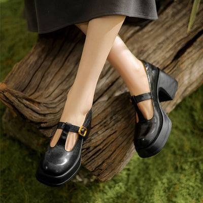 Delyse™ | Retro Platform Buckle Shoes