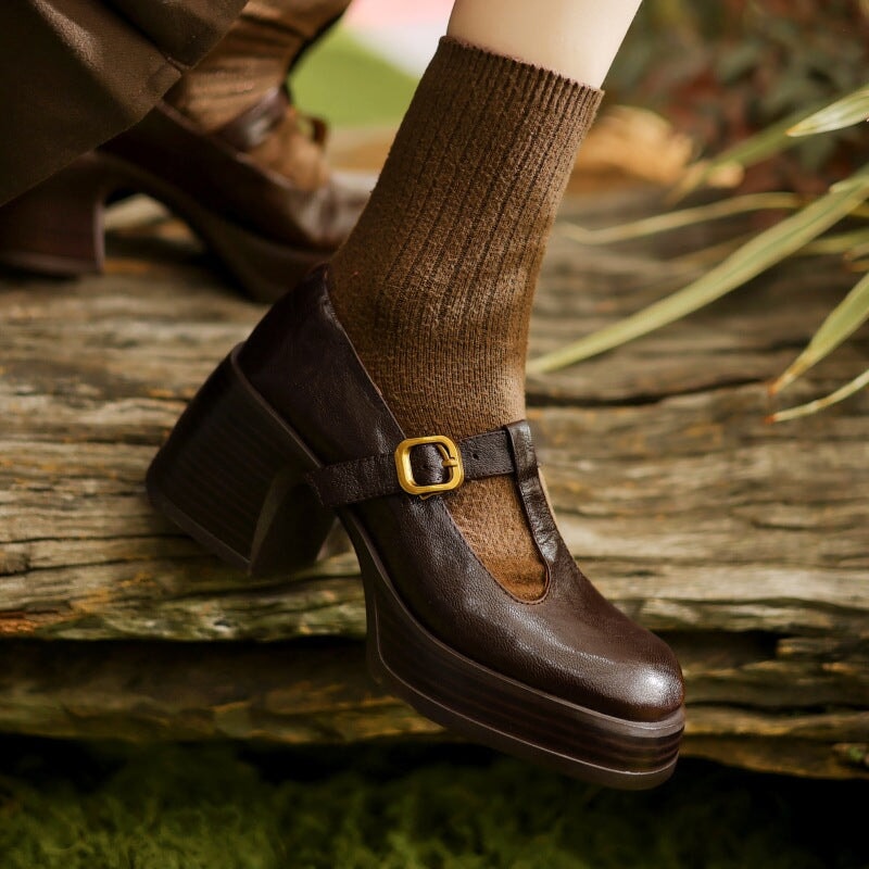 Delyse™ | Retro Platform Buckle Shoes