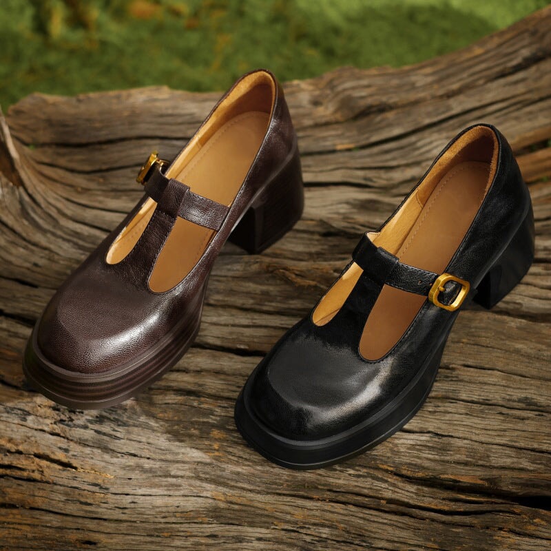 Delyse™ | Retro Platform Buckle Shoes