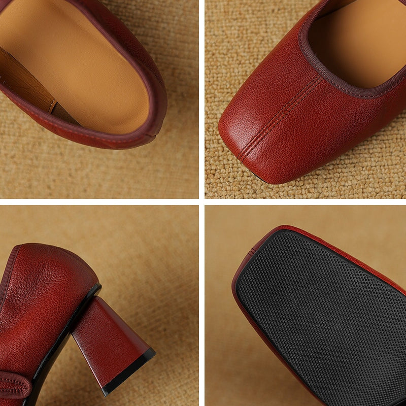 Claudine™ | Retro Buckle Block Heel Pumps