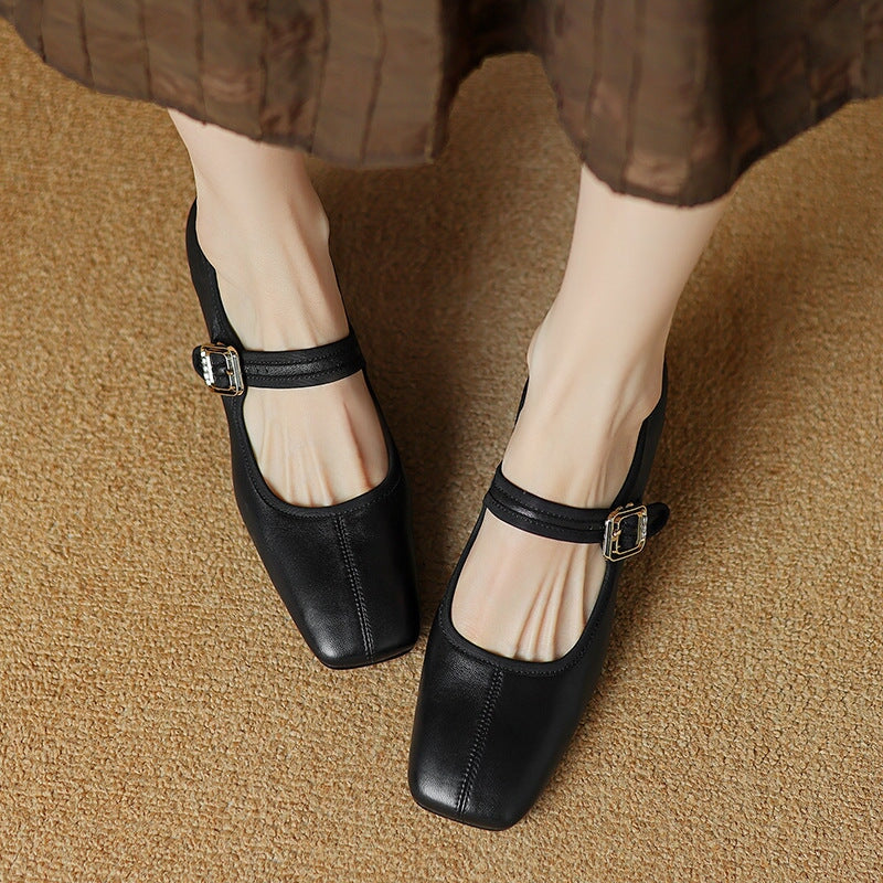 Claudine™ | Retro Buckle Block Heel Pumps