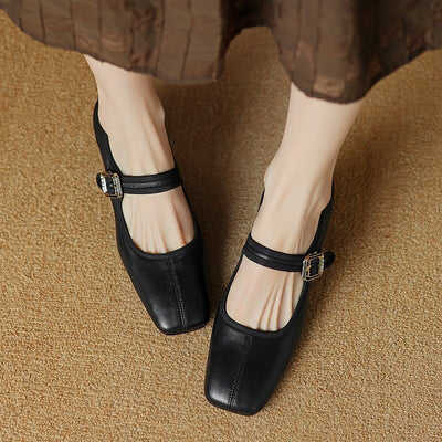 Claudine™ | Retro Buckle Block Heel Pumps