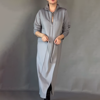 Daria™ | Zip Detail Casual Long Dress