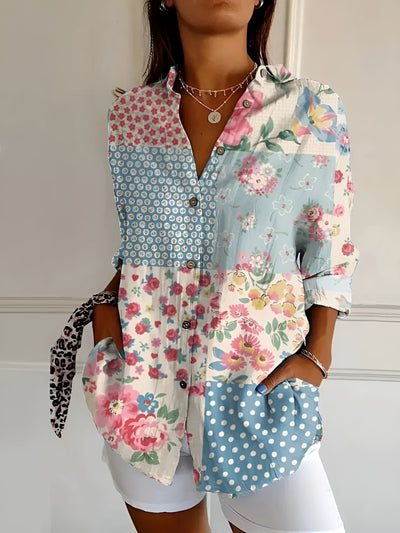 Averine™ | Floral Button-Front Blouse
